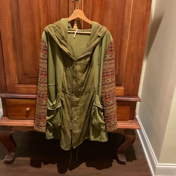 Free people Mixed Media Tapestry Jacket, , Green/ Brown, Size L - Picture 9 of 11